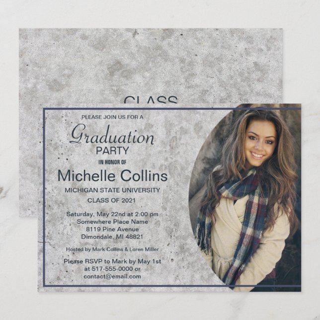 Stylish Concrete Graduation Invitation (Front/Back)