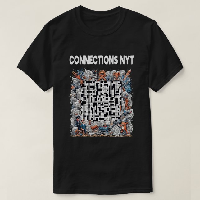 Stylish Connections NYT Design Black T-Shirt (Design Front)