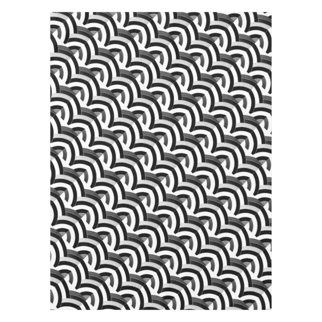 stylish contemporary black/white chervrons tablecloth (Front)