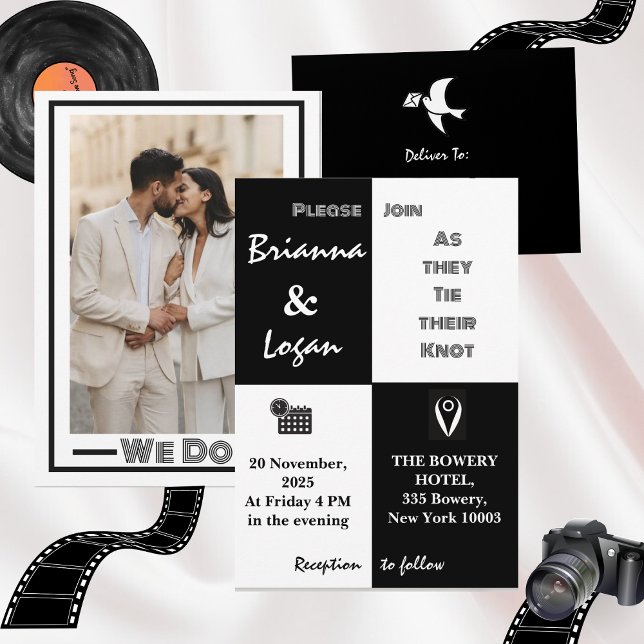 Stylish Contemporary Black & White Wedding Invitation (Creator Uploaded)