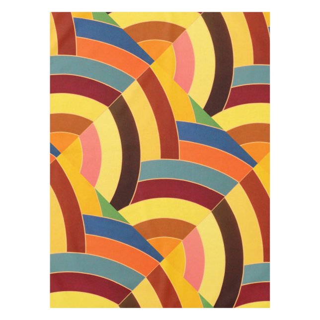 stylish contemporary multi-colour chervrons tablecloth (Front)