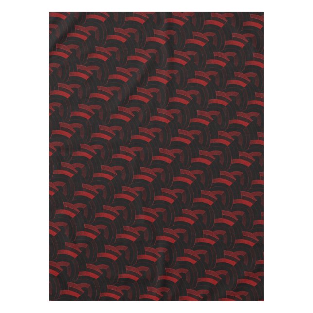stylish contemporary red/black chervrons tablecloth (Front)