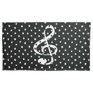 Stylish contemporary treble clef polka dots pillowcase