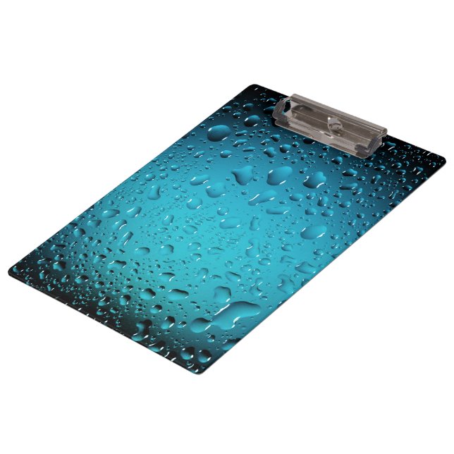 Stylish Cool Blue water drops Clipboard (Angled)