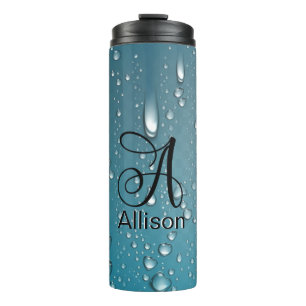 Stylish Cool Blue water drops Monogram A Letter Thermal Tumbler