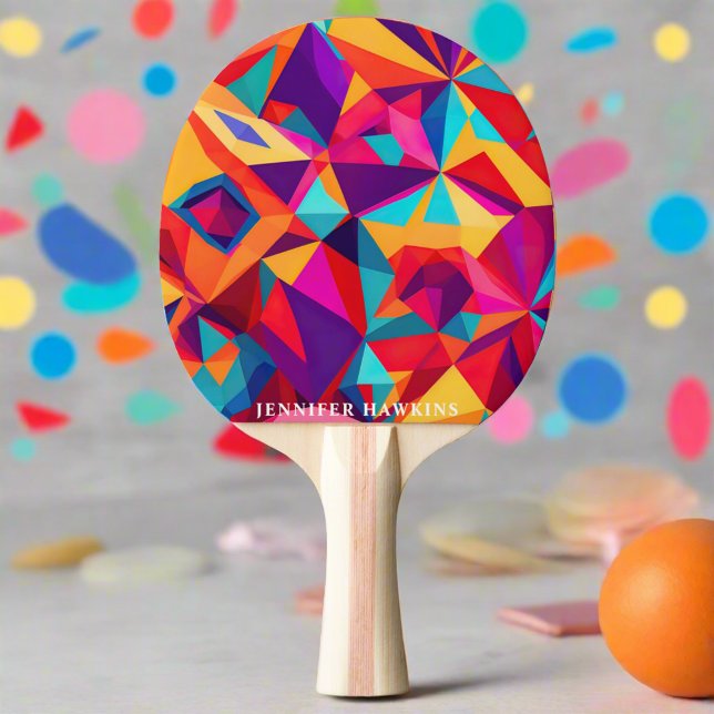 Stylish Cool Colourful Geometric Abstract Pattern Ping Pong Paddle (Creator Uploaded)