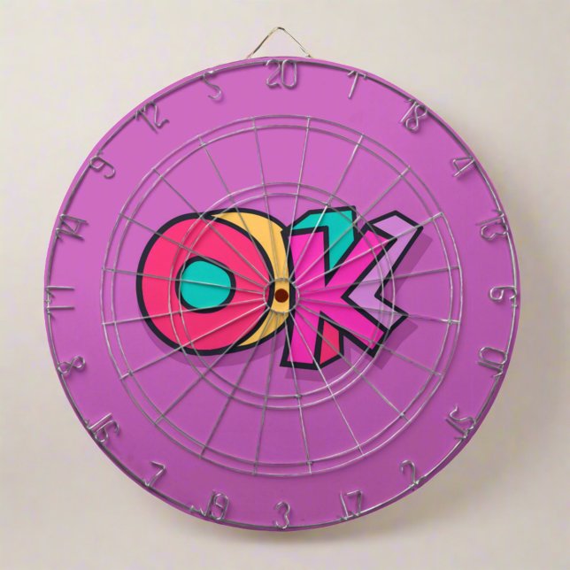 Stylish Cool Colourful "OK" Bold Purple Sports Fun Dartboard (Creator Uploaded)