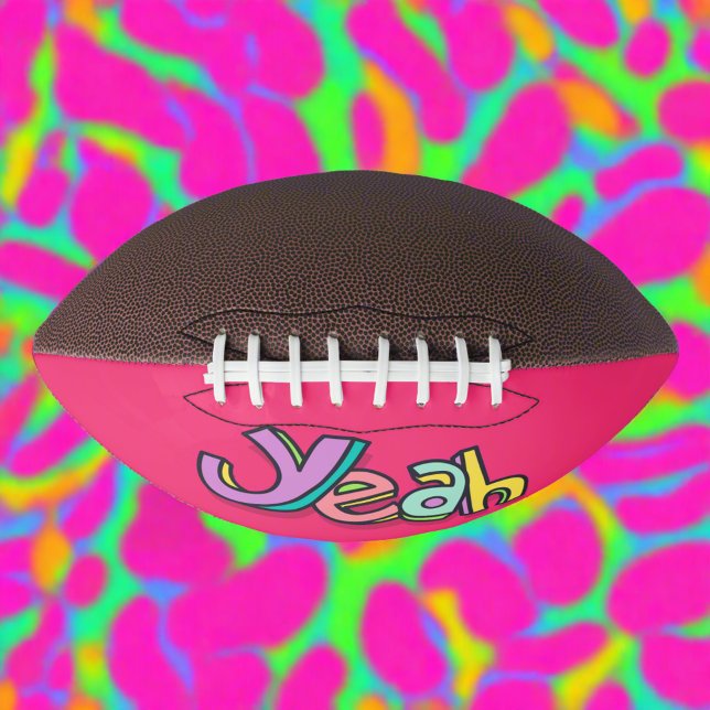 Stylish Cool Colourful  "Yeah" Bold Pink Sports  American Football (Creator Uploaded)