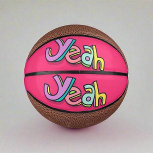 Stylish Cool Colourful "Yeah" Bold Pink Sports Mini Basketball