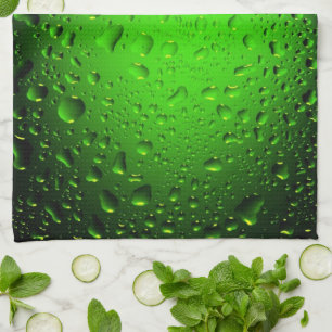 Stylish Cool green water drops Tea Towel