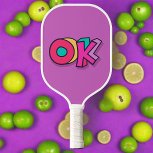 Stylish Cool "OK" Bold Purple Colourful Sports  Pickleball Paddle