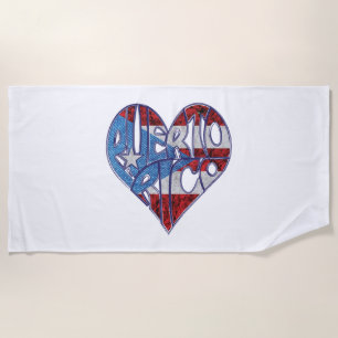 Stylish Cool Puerto Rico Love Flag Beach Towel