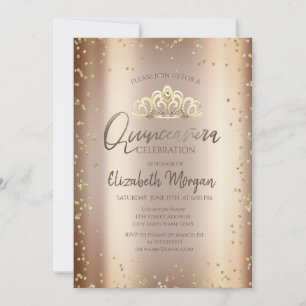 Stylish Cool Tiara,Diamonds Cooper Quinceañera Invitation