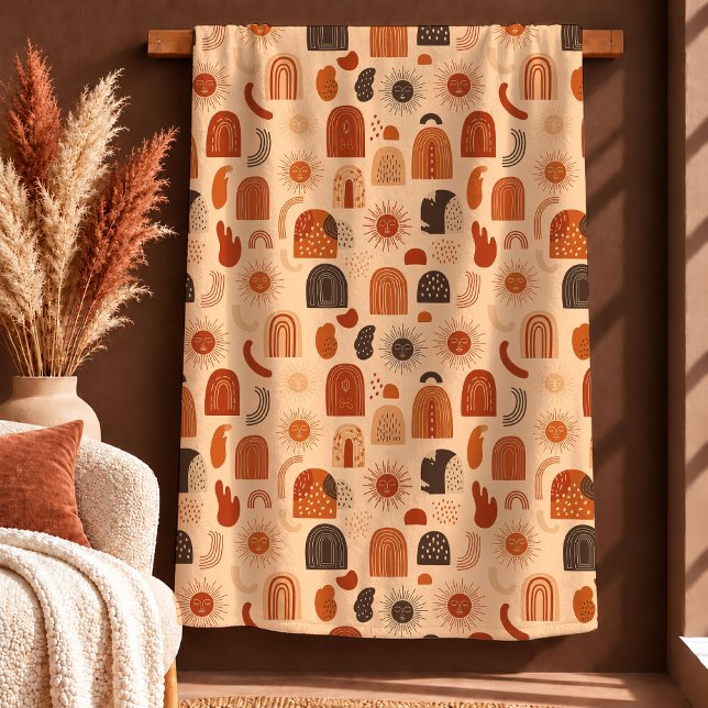 Stylish Copper Burnt Orange Rainbow Pattern Blanke Fleece Blanket (Stylish Copper Burnt Orange Rainbow Pattern Blanket)