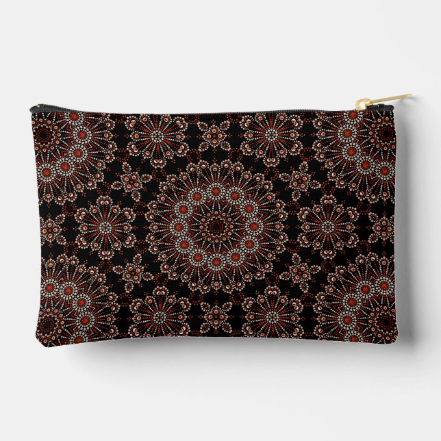 Stylish Copper & Rose Gold Mandala Dot Design Accessory Pouch (Back)