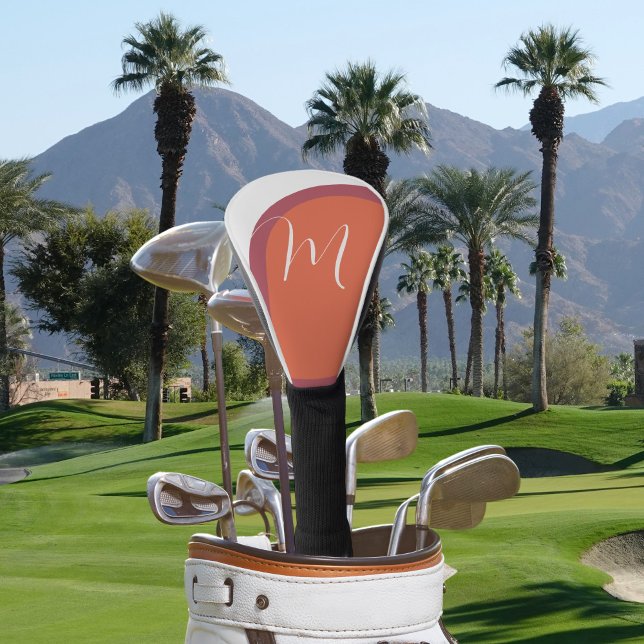 Stylish Coral and Magenta Pink Arch with Monogram Golf Head Cover (Creator Uploaded)