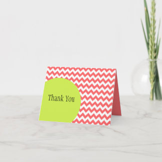 Stylish Coral Chevron Thank You Card