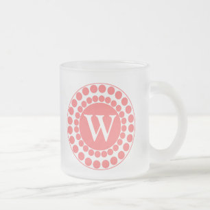 Stylish Coral Dots Monogram Mug