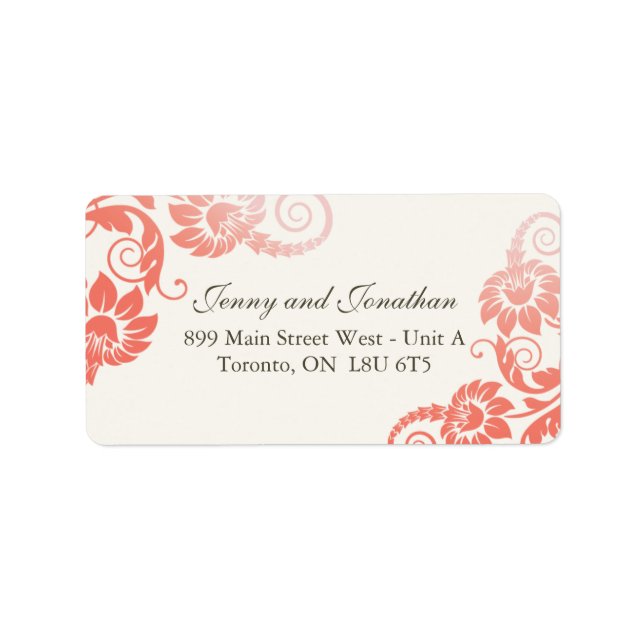 Stylish Coral Floral Address Labels (Front)