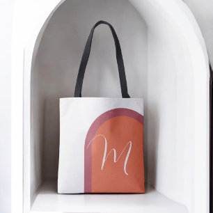 Stylish Coral Magenta Arch with Monogram Tote Bag