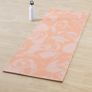 Stylish Coral Pink Floral Illustration Pattern Yoga Mat