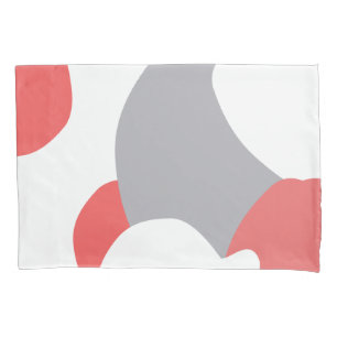 Stylish Coral Pink Grey Abstract Art Pillowcase