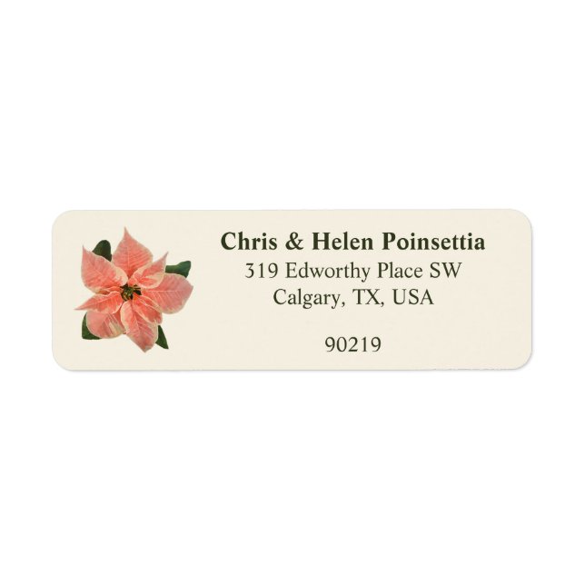 Stylish Coral Poinsettia Cream Address (Front)