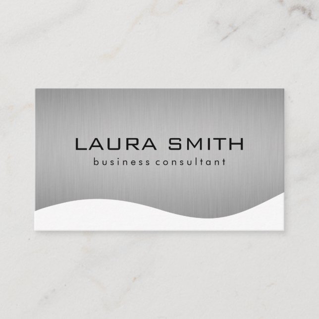 Stylish Corporate / Metallic Silver Business Card (Front)