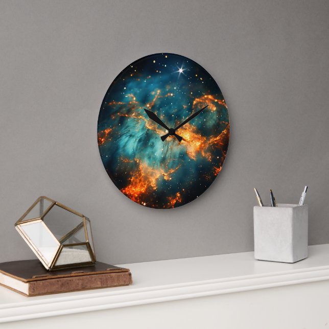 Stylish Cosmic Galaxy  Large Clock (Office)