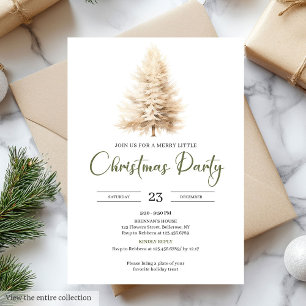 Stylish Cosy Sage Neutral Ivory Christmas Party Invitation