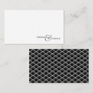 Stylish Couple Black Scallop Wedding Stationery Card