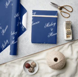 Stylish Couple Name Navy Gift Wrap Wrapping Paper