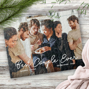 Stylish Couple Photo Script Typography Collage Jigsaw Puzzle