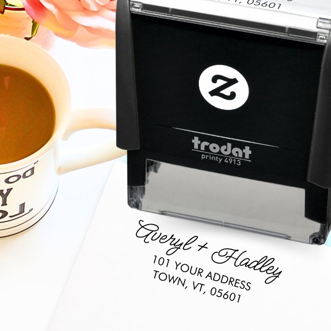 Stylish Couple Script Calligraphy Wedding Address Self-inking Stamp (Creator Uploaded)