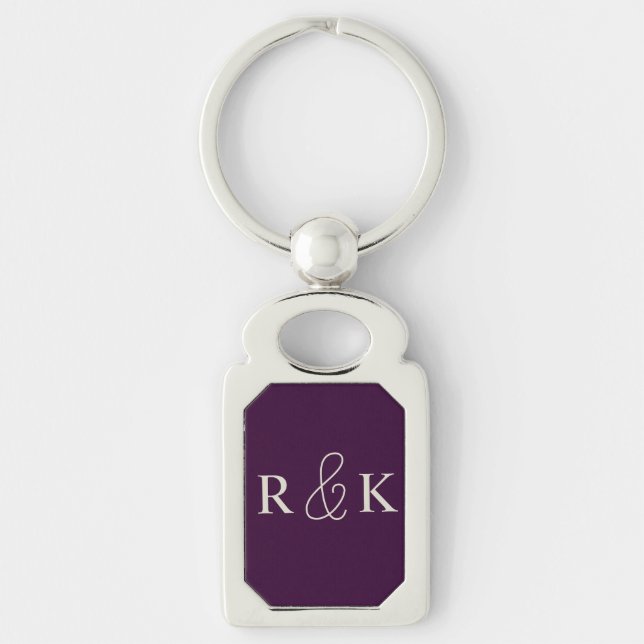 Stylish couples initials monogrammed  key ring (Front)