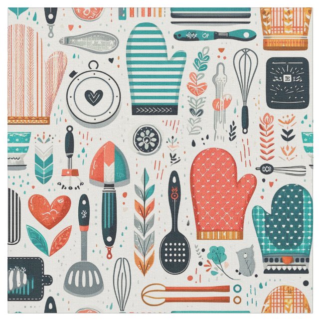 Stylish Crafting Fabric - Modern Culinary Design (Close Up)