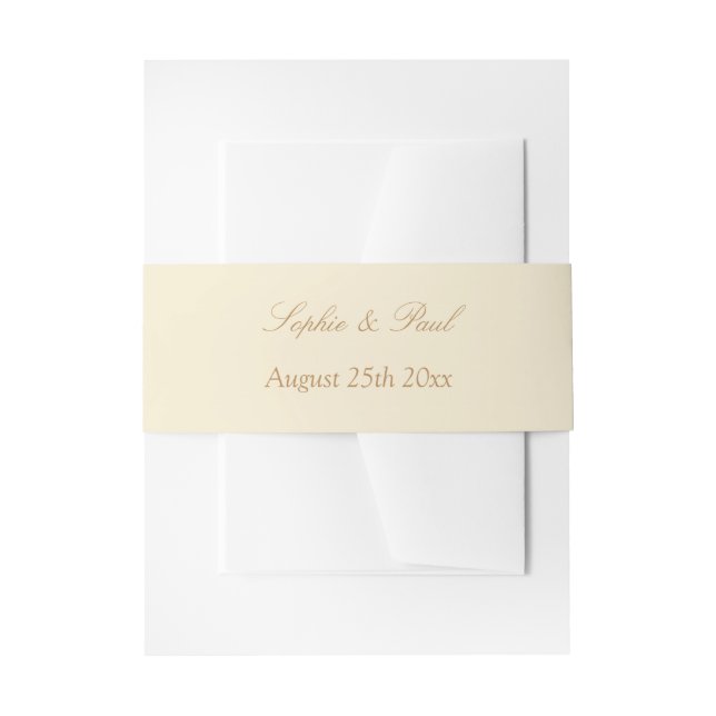 Stylish Cream Beige Wedding Invitation Belly Band (Front Example)