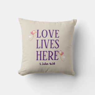 Stylish Cream   LOVE LIVES HERE   Customisable Cushion
