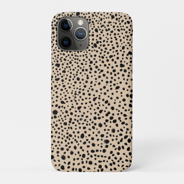 Stylish Cream Painted Abstract Black Dots Case-Mate iPhone Case (Back)