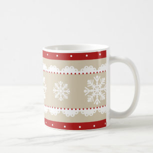 Stylish Cream Red White Christmas Pattern Coffee Mug