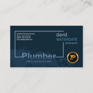 Stylish Creative Blue Watermark Plumbing Service Business Card