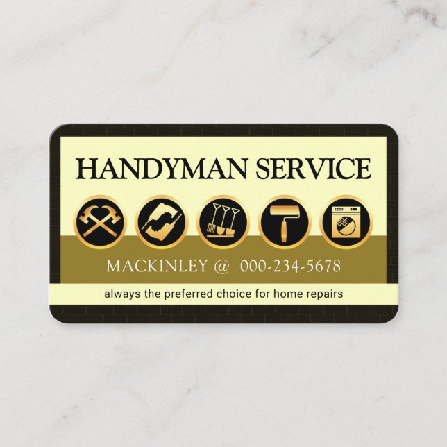 Stylish Creative Handyman Tools Icon Layer Business Card (Front)