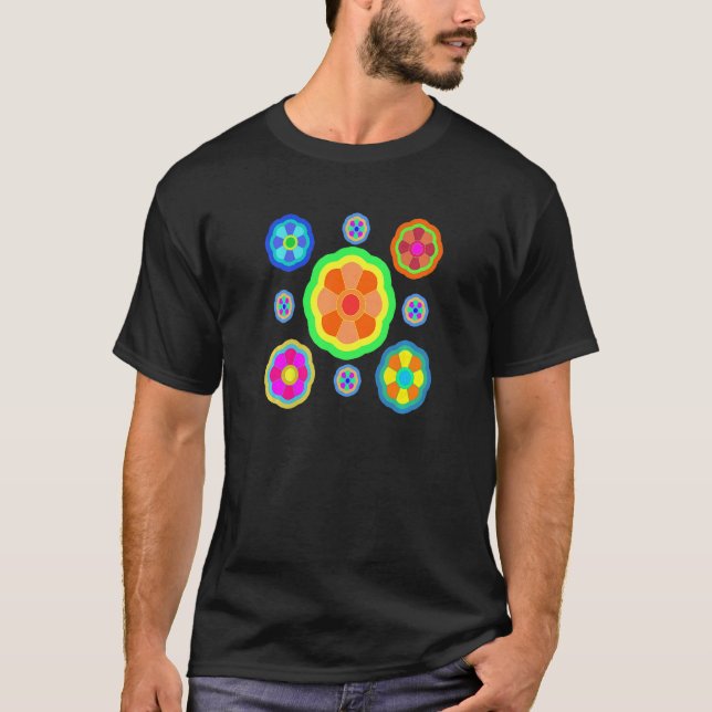 Stylish Creative Style Artwork Optical Flower Pain T-Shirt (Front)