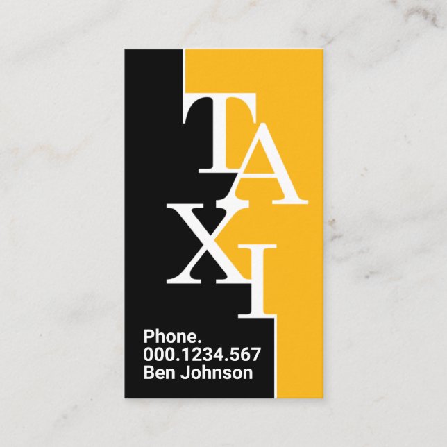 Stylish Creative Taxi Signage Designated Driver Business Card (Front)