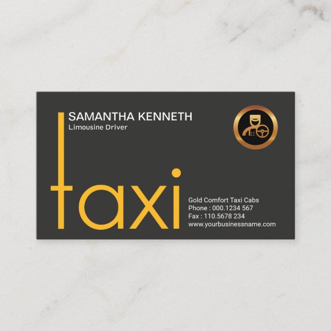 Stylish Creative Taxi Signage TAXI Driver Business Card (Front)