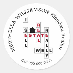 Stylish Crossword I SELL REAL ESTATE Classic Round Sticker