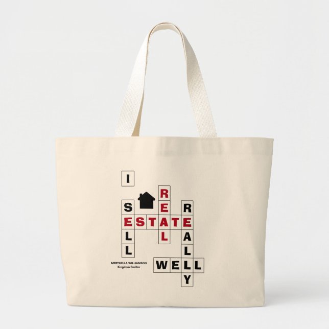 Stylish Crossword I SELL REAL ESTATE Personalised Large Tote Bag (Front)