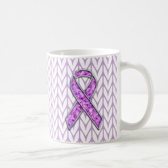 Stylish Crystal Pink Ribbon Awareness Knit Coffee Mug (Right)
