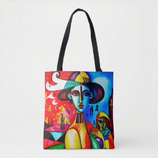 Stylish Cubism Lady Tote Bag
