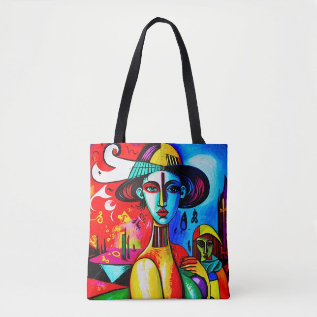 Stylish Cubism Lady Tote Bag (Front)